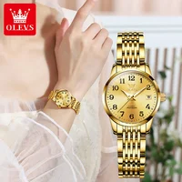 OLEVS 6666 Classic Business Gold Stainless Steel Women Mechanical Watches Luxury Brand Automatic Movement Waterproof Watch Woman