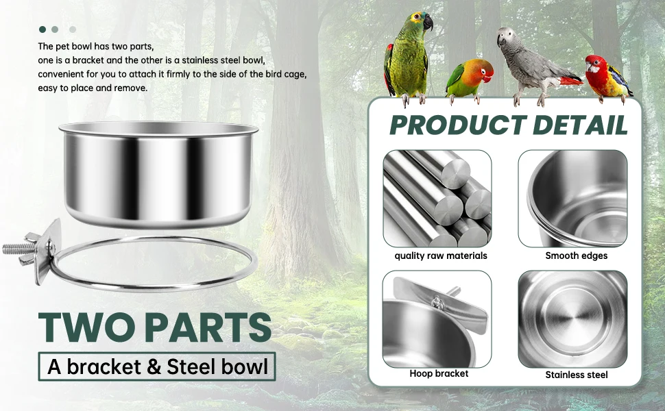 Ideal bird feeding cups for parrot, macaw, African Greys, Budgies, Parakeet, Cockatiels, Conure 