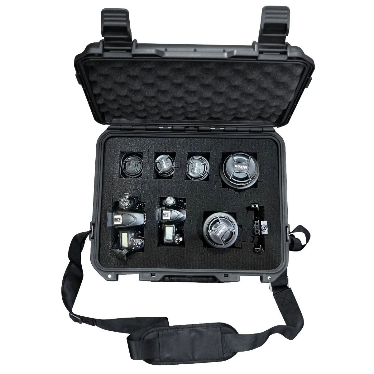 Equipment Hard Case with Pre-cut Sponge and Single Crossbody Strap for Camera Photography Safety Toolbox Portable Case Suitcase Tool Case,Tool Organizer,Tool Box