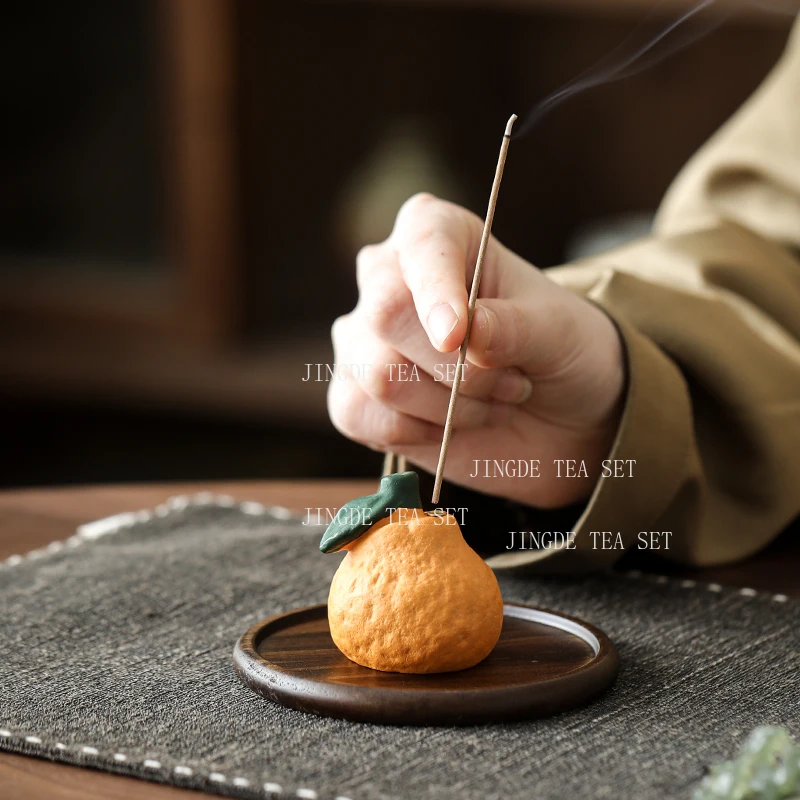 Orange Thread Incense Burner Da Ji Da Li Resin Home Aromatherapy Stove Tea Room Fragrance Seat Home Decoration Tea Accessories