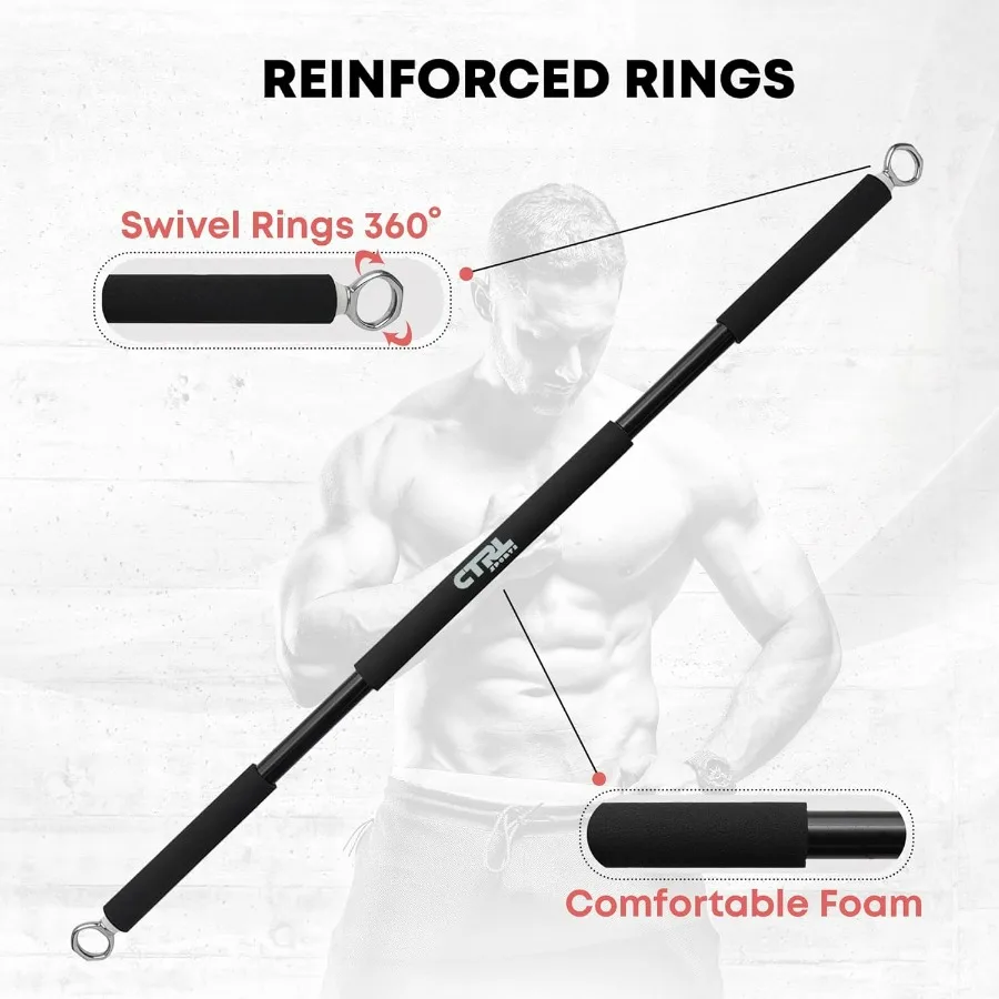 Resistance Band Bar for Fitness - Workout for Exercise, Squat, Biceps, Triceps, Shoulders, Back - Adjustable 3 Parts for Resista