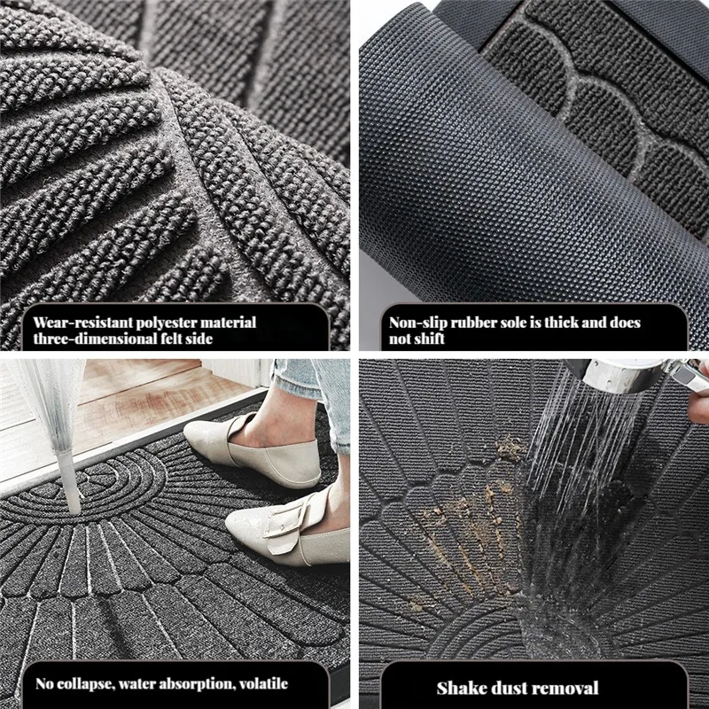 Rubber Scrape Door Mats Outdoor Indoor Semicircle Dirt Trapper Pad