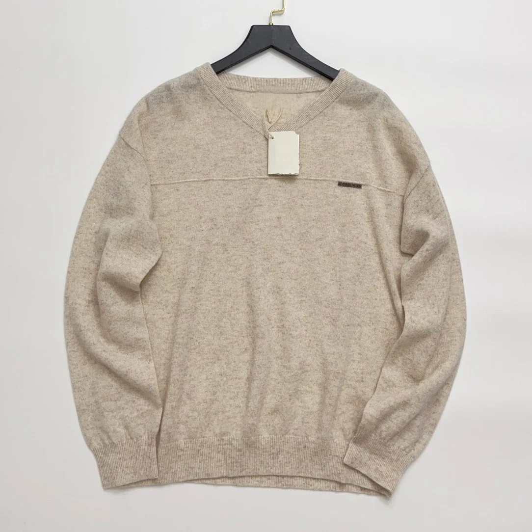 

Women 100% Cashmere Sweater Long Sleeve V-Neck Knitted Pullover