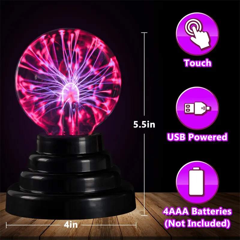 3 Inch Magic Plasma Ball Lamp Touch Sensitive Atmosphere Night Light - Image 2