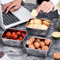 Boîte de conservation des aliments pour réfrigérateur en acier inoxydable de 600ml, avec couvercle en plastique, boîte de conservation de la fraîcheur des aliments, boîte de pique-nique 2