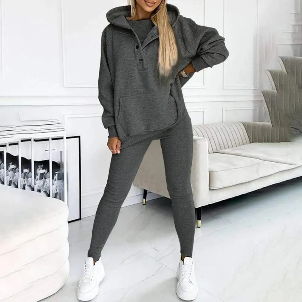 

Sweatshirt Pants Set Women's Casual Hooded Sweatshirt Joggers Set Comfortable Tracksuit for Spring Stylish for Everyday