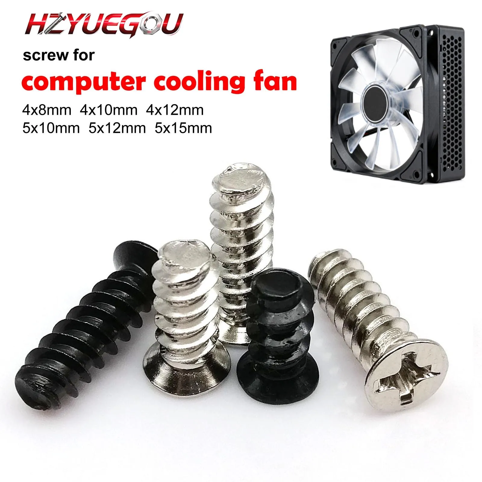 HZYUEGOU 100X M4 M5 L= 8-15mm Phillips Senkkopfschraube für PC-Gehäuse-Lüfter, Wärmeableitung, Befestigung, Computer A