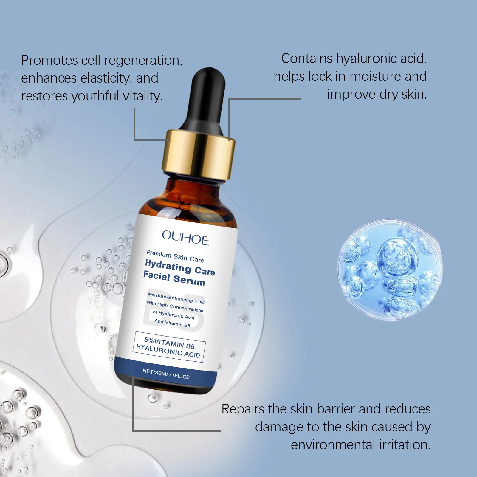 OUHOE Hydrating Care Facial Serum - Deep Moisturize, Balance Oil, Whiten, Repair Acne, All Skin Types, Anti - aging S1555cbdfc2034d56b568070fce69d790C