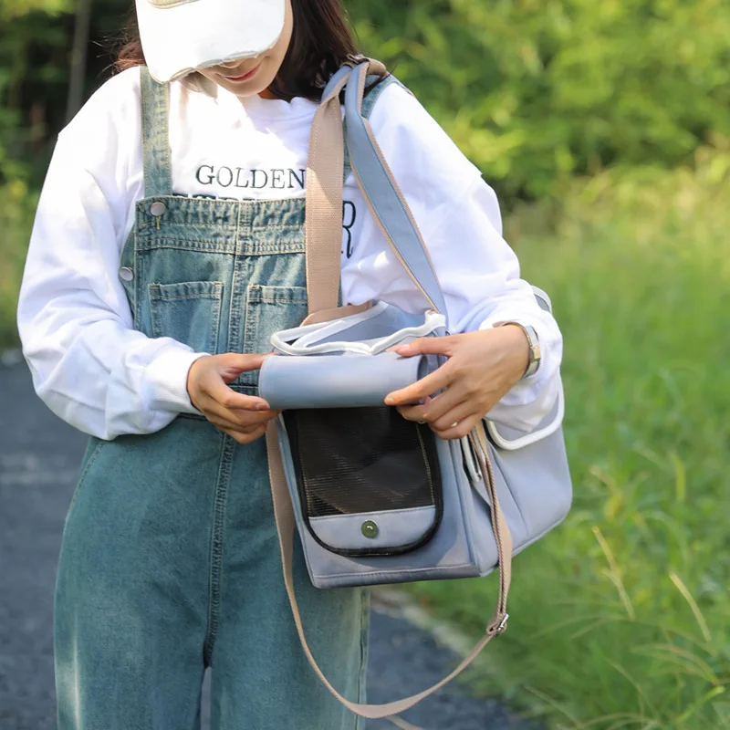 Crossbody Cat Bag Portable Pet Bag Going Out Outdoor Breathable Canvas Handbag Foldable Dog pet carrier bag pet bag