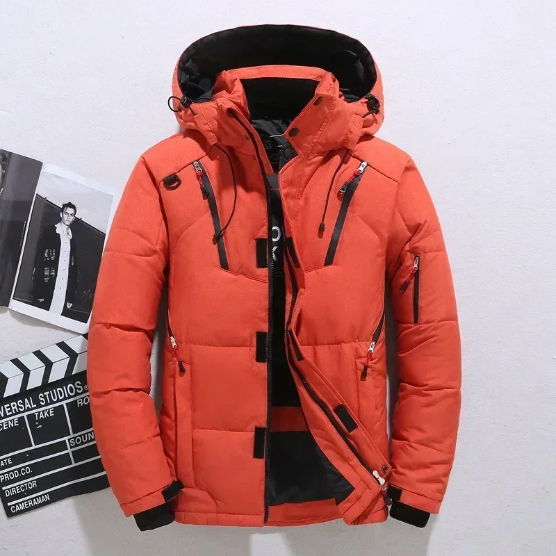 Men Down Jacket Hooded Outdoor Thick Parka-20 Degree Male White Duck Down Jacket Oversized Winter Parkas Warm Padded Snow Coat down jacket puffer jacket parka coat parkas coat