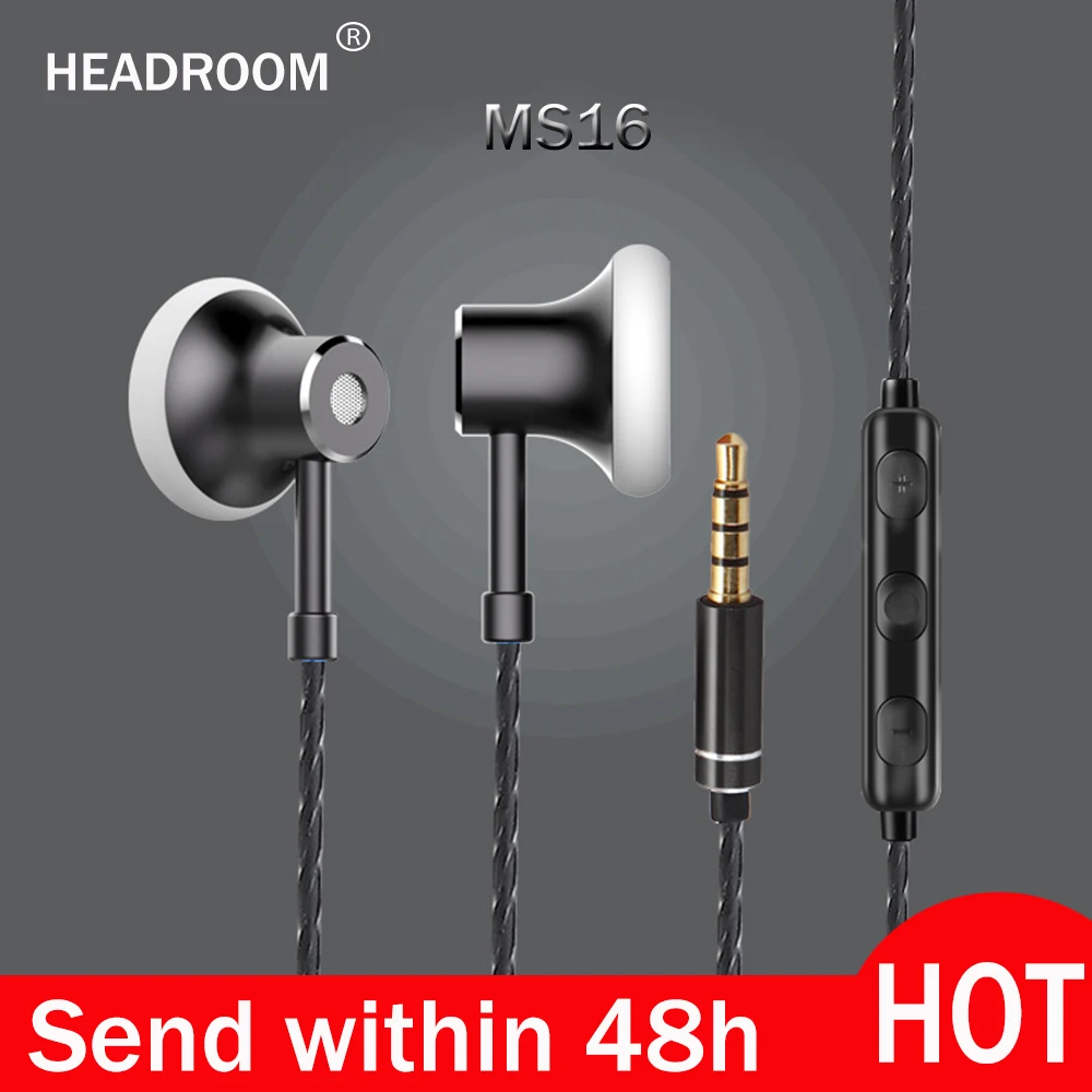 Nuovo Headroom Ms16 Personalizzato Con Microfono Sport Running Music Hifi Auricolare Auricolare Piatto Stereo Bass Per Iphone Xiaomi