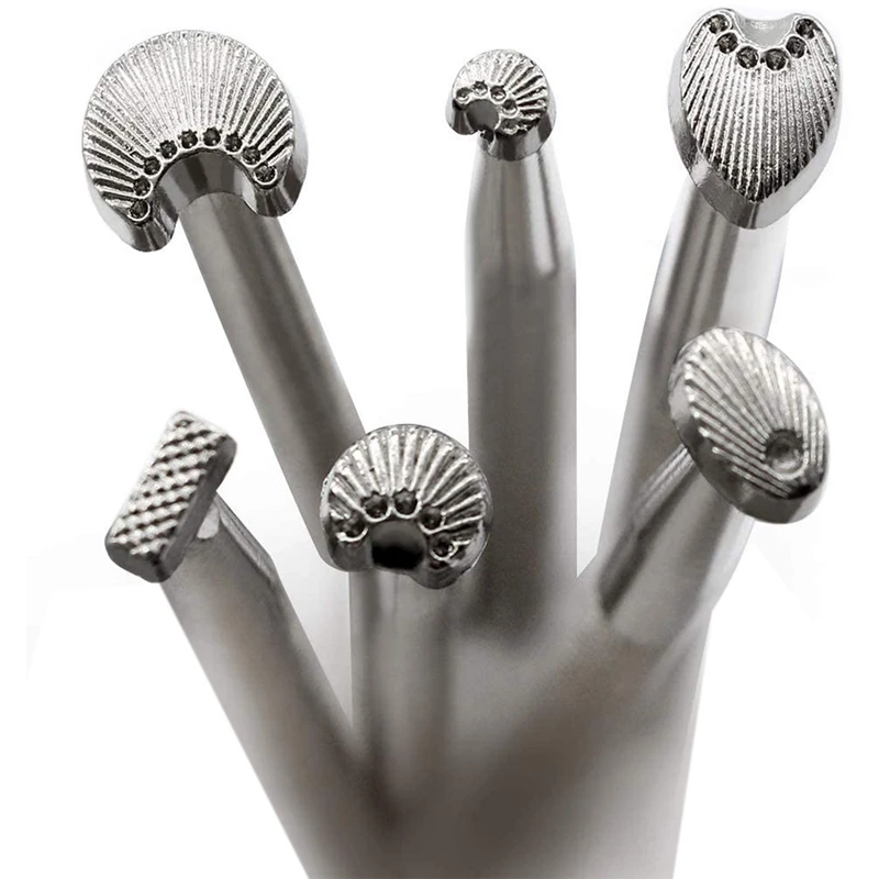 

HOT SALE 6Pcs Leather Craft Stamping Tools Kit Use For Pattern Designs, Making Punch Carving Handmade Art Leathercraft Set