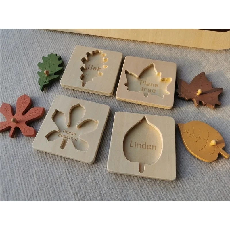 Kids Wooden Educational Animals Noah's Ark Puzzle Toys Solid Leaves Jigsaw for Baby Early Learning 5