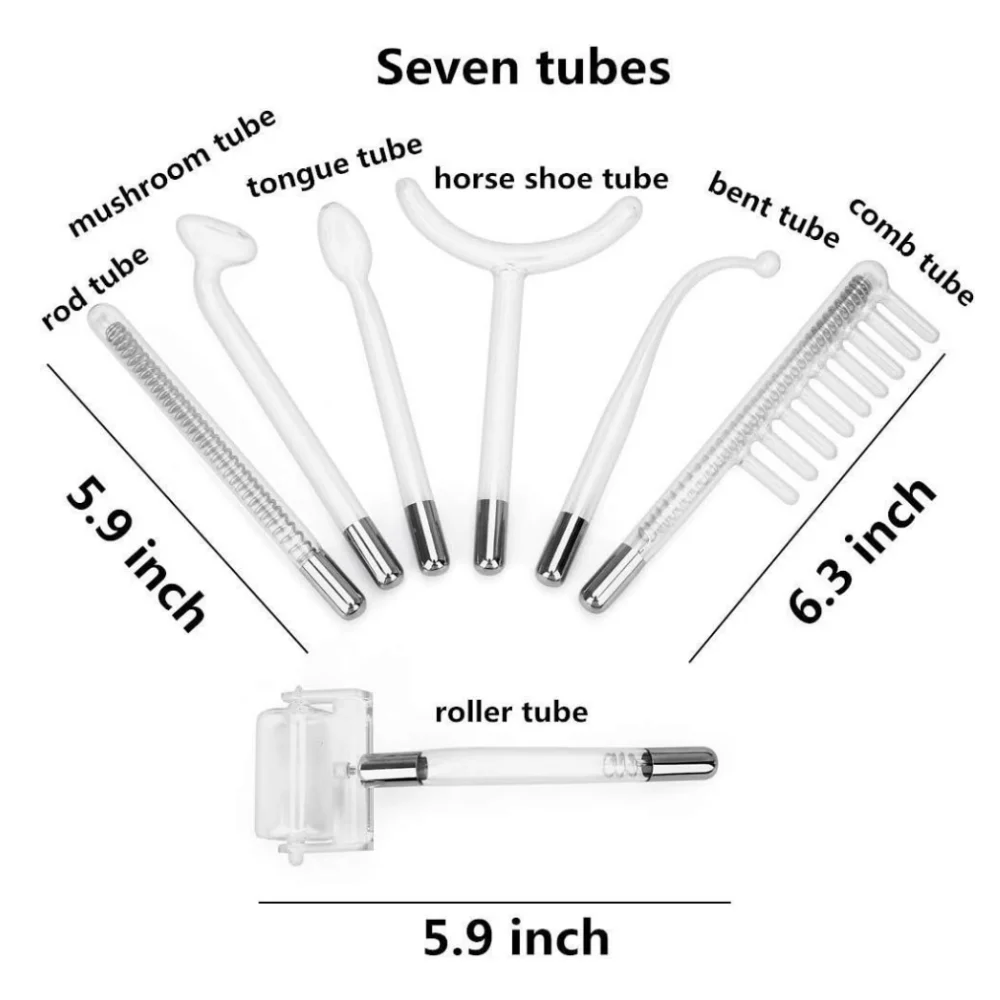 7 Electrode Tubes Beauty Machine Ozone High Frequency Wand for Face Hair Eye Massage Face Care Skin Care Device for Women&Men 6