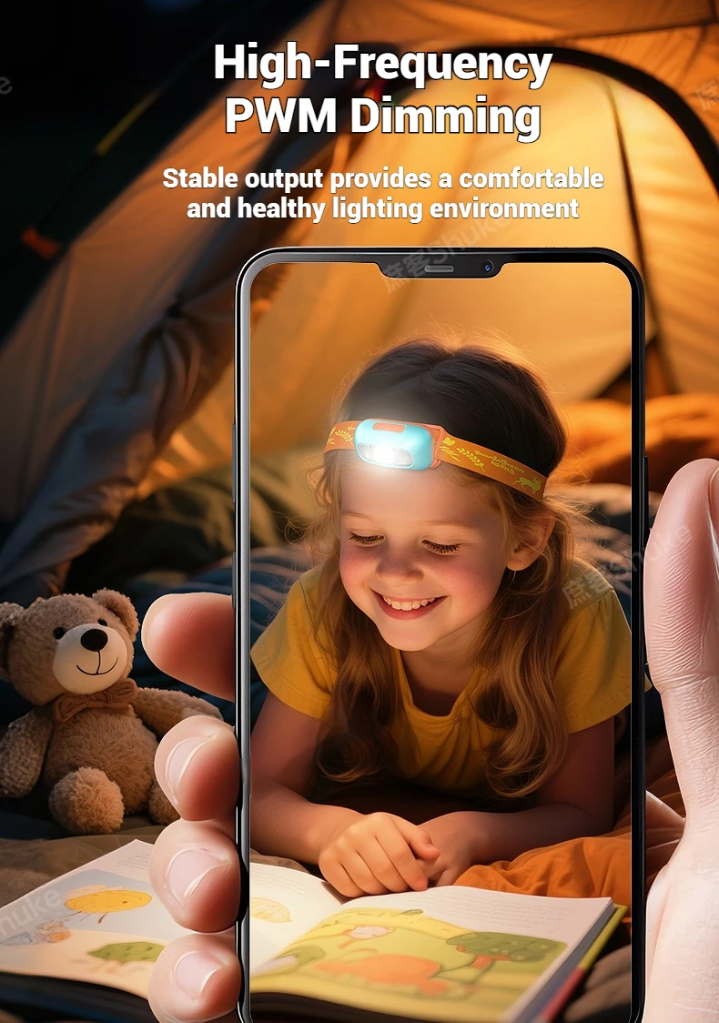 LED COB 어린이 헤드라이트 충전식 초경량 USB 헤드 플래시라이트 600LM 헤드램프 야외 낚시 캠핑 비상등
