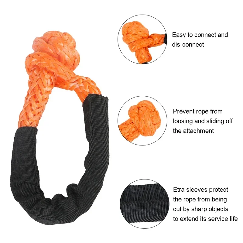 soft shackle Synthetic Fiber for Vehicle Recovery Off Road Towing Ropes Car Trailer Pull Rope 38000 Lbs