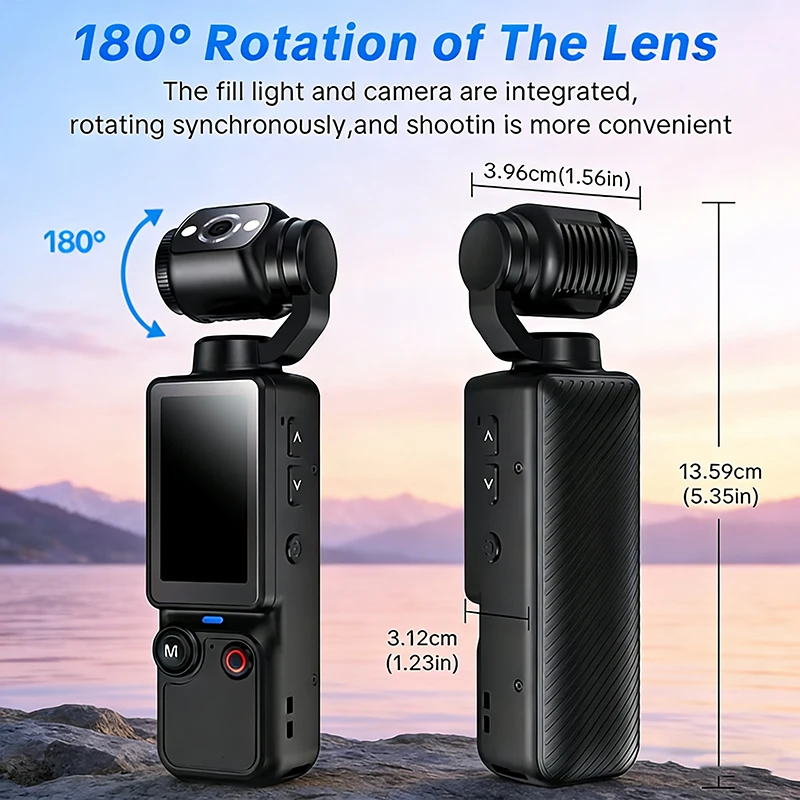 1080P 스포츠 웨어러블 카메라 USB 충전식, 180 ° 회전형 미니 스포츠 카메라 (32GB SD 카드 포함) 브이로그용