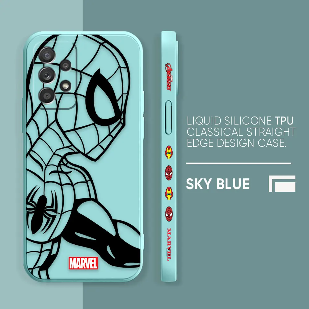 thumbnail image 1 of Case For Samsung Galaxy A91 A73 A72 A71 A53 A52 A51 A42 AO3S 4G 5G Simple Liquid silicone Case Marvel Line Iron Man Spiderman, 1 of 5