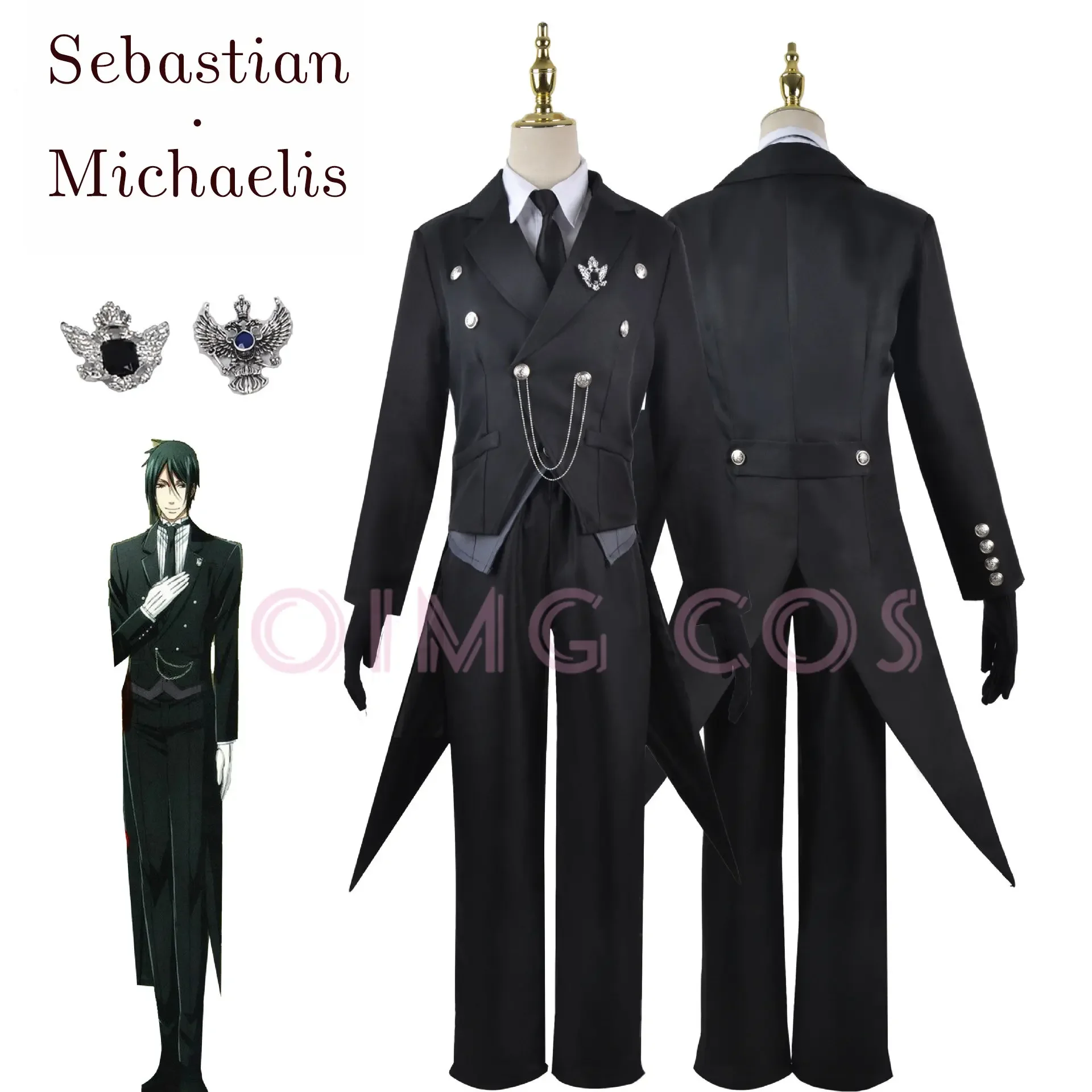 Black Butler Sebastian Michaelis Cosplay Sebas Costume Japanese Anime Carnival Party Uniform Swallowtail cosplay costume