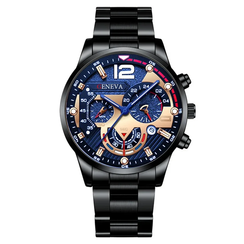 GENEVA Men's Creative Six-Pin Watch Alloy Steel Band Quartz