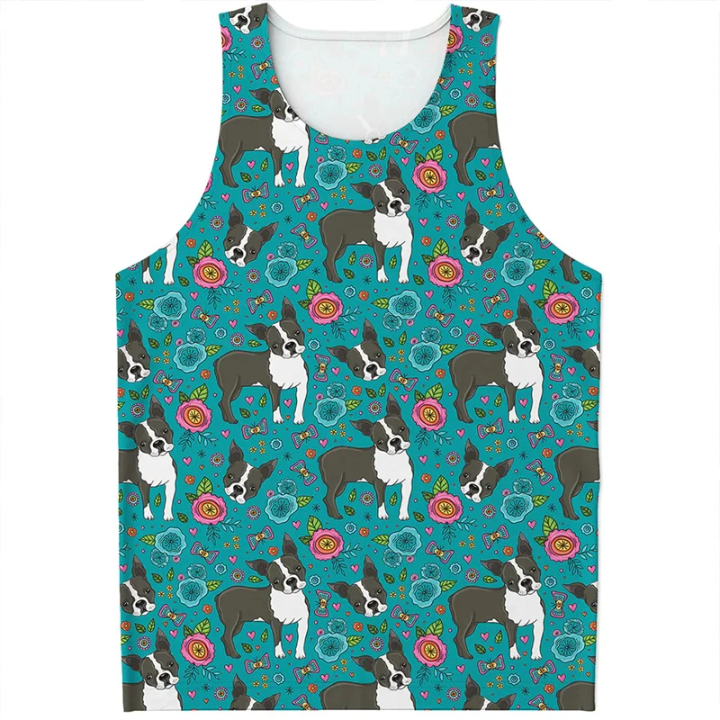 

Cartoon Pets Terrier Graphic Tank Top Men Kids Harajuku Fashion T-shirts 3D Printed Animal Dog Sleeveless Tees Streetwear Vest