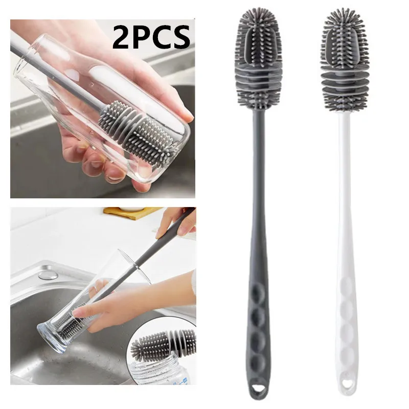 Silicone Cup Brush Milk Bottle Scrubber Glass Cleaner Kitchen Cleaning Tool  Long Handle Drink Bottle Glass Cup Cleaning Brush - AliExpress