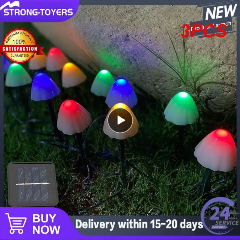 

3PCS LED Solar String Lights Fairy Lawn Landscape Mushroom Lamp Outdoor Christmas Garden Patio Garland Street Decoration
