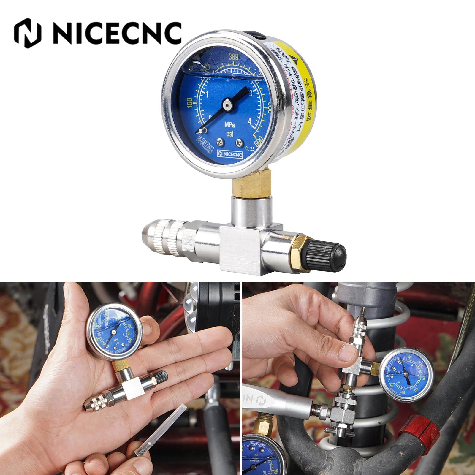 350 600PSI Suspension Shock Nitrogen Needle Fill Tool Gauge ATV UTV For KTM Honda Yamaha YZX Polaris RZR CanAm Arctic Cat shock absorber needle set
