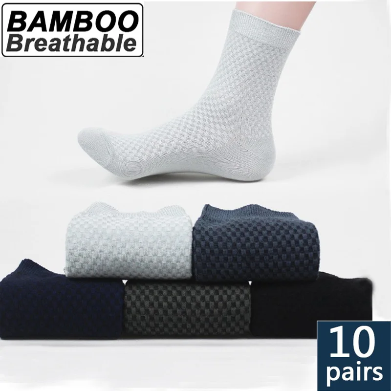  10 Pairs Breathable Business Bamboo Men Socks Durable And Elastic Long Kneel Casual Sweat absorb Male Socks Large size 38-45 