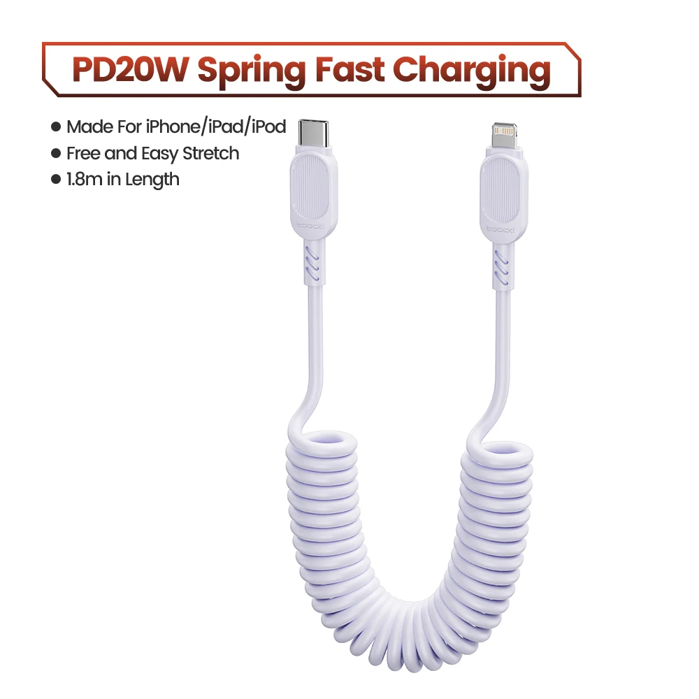Retractable Fast Charging USB C to Lightning Cable