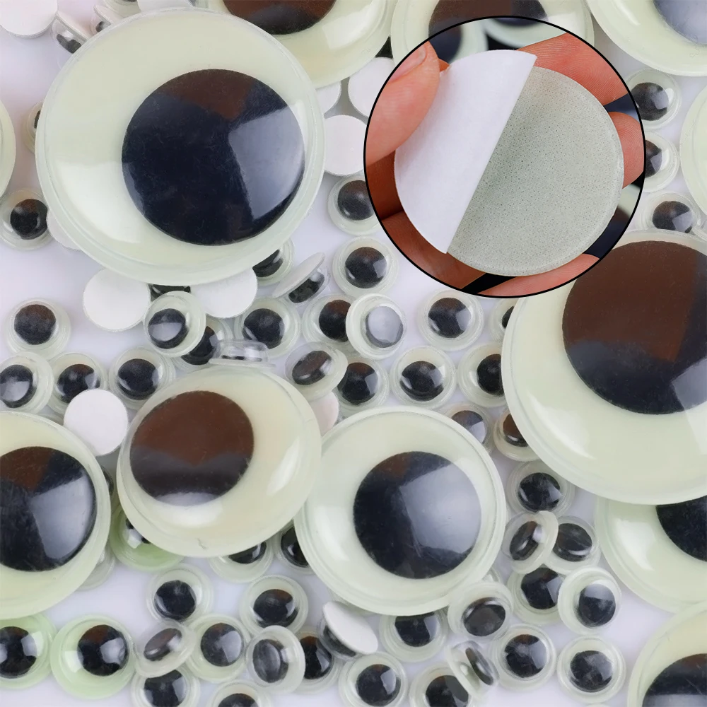 Luminous Plastic Eye 8/10/12/15/18/20/25/35mm Luminous Plastic Eye With Self-adhesive PE Wiggly Googly Eyes For Toy Accessory DIY Crafts H0640