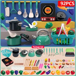 Deluxe Kids Kitchen Playset - Ultimate Pretend Cooking Experience (92PCS Green)