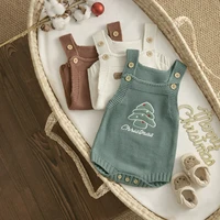 ma&baby 1-18M Christmas Baby Boy Girl Romper Newborn Infant Sleeveless Tree Santa Embroidery Knit Overall Jumpsuit Xmas Costumes 2
