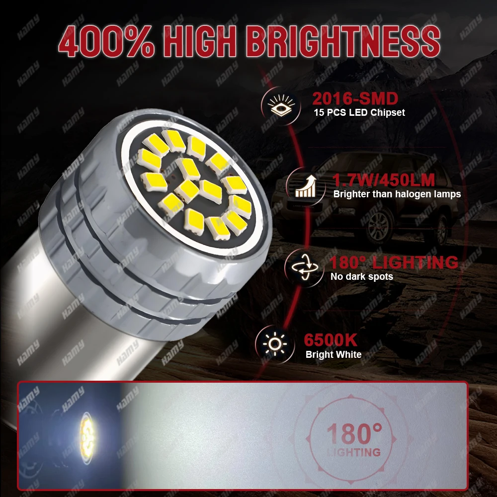 LED Bulb Pack – Bright White 6500K, High Lumen 500LM, Versatile Car Lighting for Turn Signal, Parking, Brake, and Backup