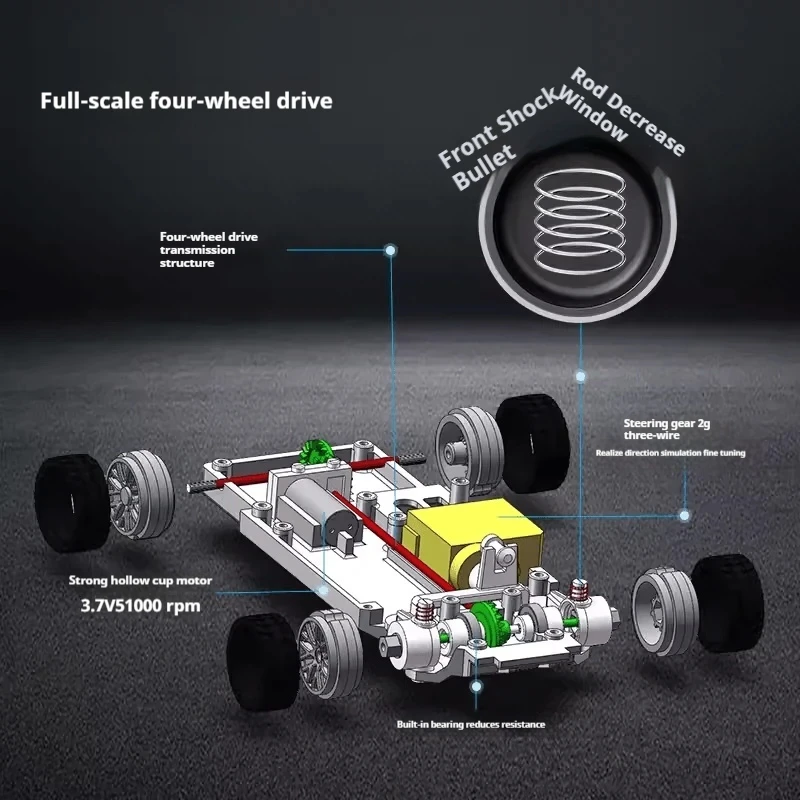 Jiabaile 2.4g Rc Drift Car 1/43 4wd Remote Control Car High Speed Four Wheel Drive Radio Controlled Mini Racing Car Model Toy 3