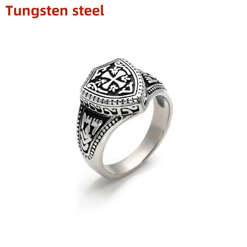 

Free delivery of Gothic Warrior Cross Shield Knight Templar Tungsten steel Ring jewelry