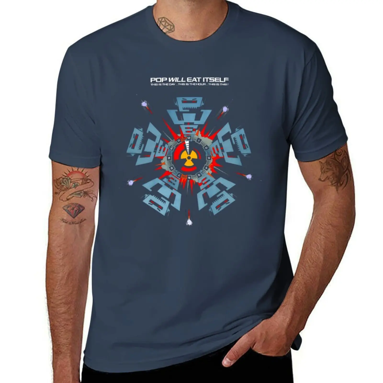 Pop Will Eat Itself Graphic Plus Size Solid Color T-Shirt