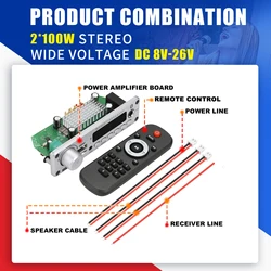 200W Bluetooth FM Audio Amplifier Board with Volume Control for Home and Subwoofer Speakers (WHITE)