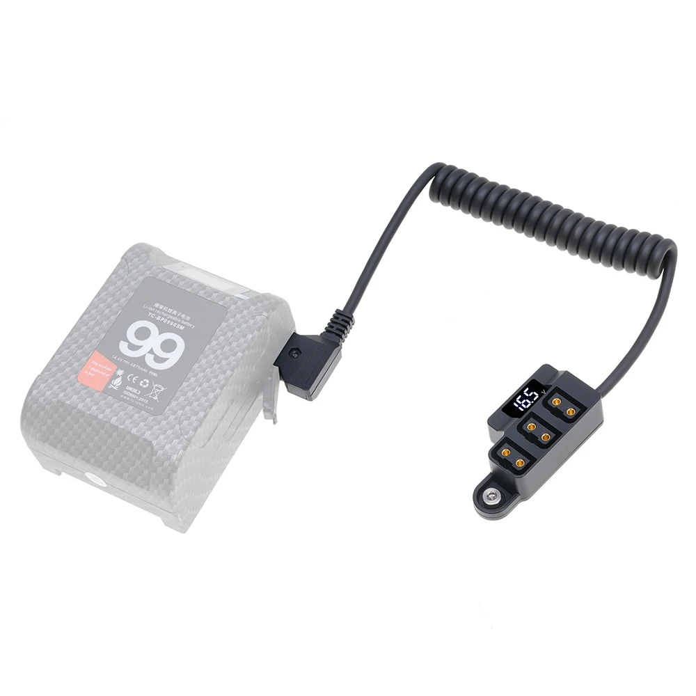 FOTGA Dummy Battery D-Tap Female Plug to 3 D-Tap Female Ports Power Supply for V-mount Batte Splitter Cable 180&deg; Rotatable