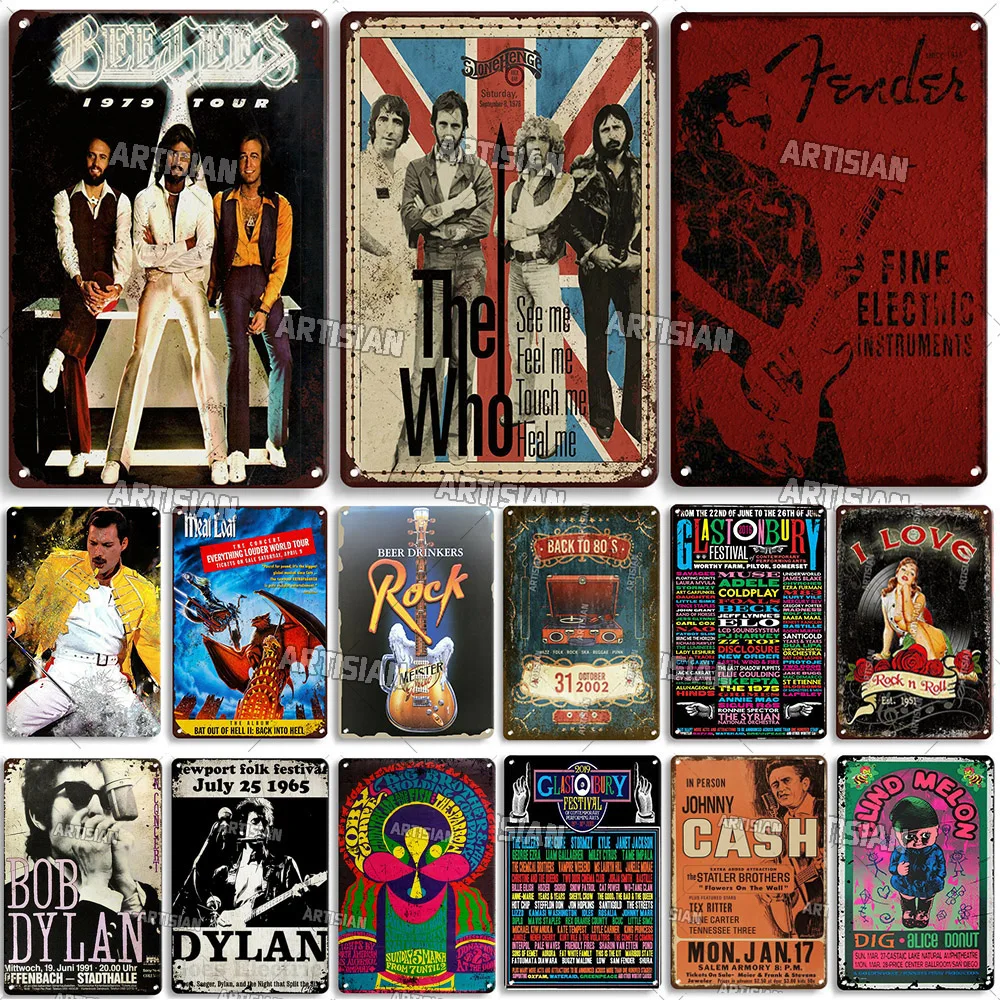 RockRollRetroMetalPlaqueRockMetalSignMusicVintagePlate