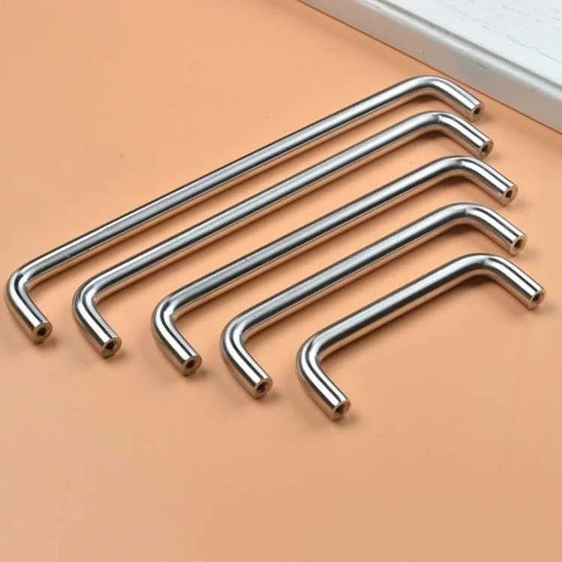 Stainless Steel U Type Door Handles Dresser Knobs Kitchen Cabinet Knobs and Handles for Furniture Hardware Diameter 8mm HomeDeco