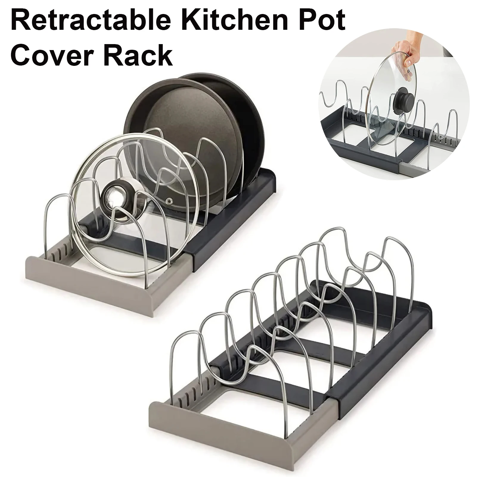 Description Picture 4 of itemKitchen Cabinet Pot and Pan Organizers Expandable Stainless Steel Storage Rack Cookware Shelf for Kitchen Storage & Organization