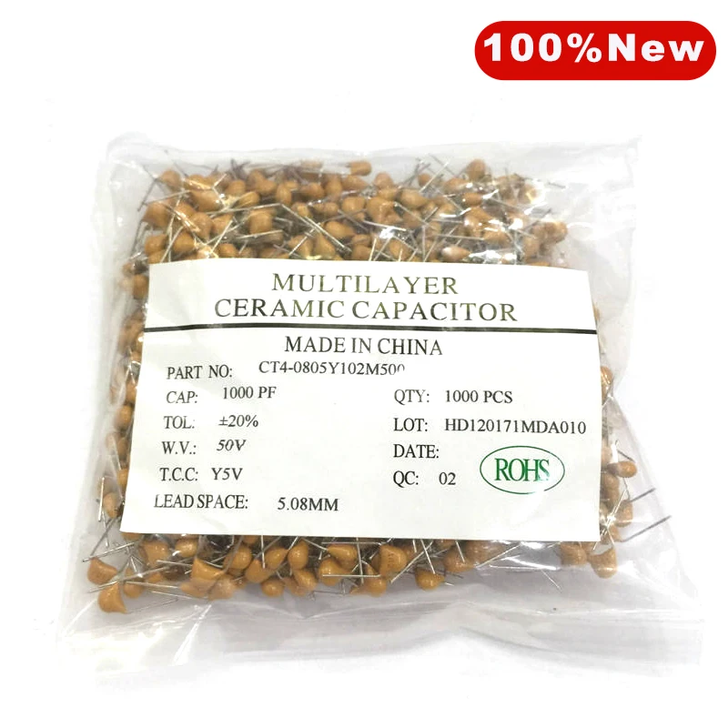 1000Pcs 50V 10PF 10UF Monolithic Ceramic Capacitor 22PF 47NF 220NF 1NF 1UF 4.7UF 100NF 330NF 0.1UF 102 104 105 106 103