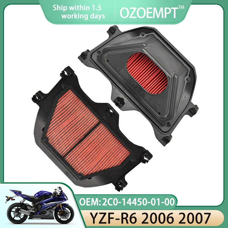 

OZOEMPT Motorcycle Air Filter Apply to YZF-R6 R6 2006 2007 OEM: 2C0-14450-01-00