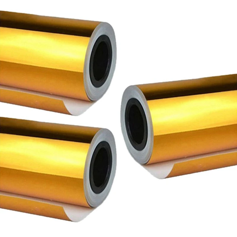 

3X хром зеркальная виниловая пленка оберточная наклейка растягивающаяся Светоотражающая 15x20 см золотая