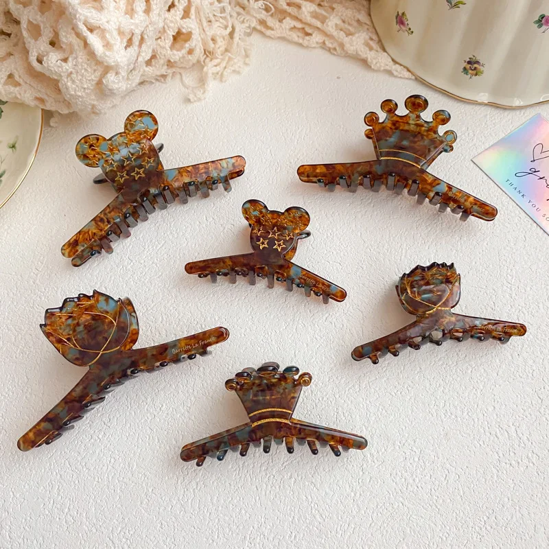 

Muweordy France Retro Large Hair Claw Acetate Claw Clip Crab Hair Clip Trendy Shark Clips Hair Accessories for Women Girls