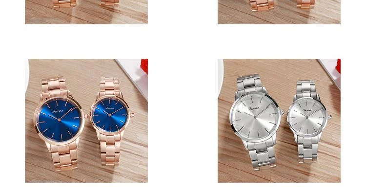 2023 neue heiße verkaufende Uhr Fasina Paar Stahlband Fünfteiliges Set Einfache und modische Quarzuhr Stahlband Liebesschmuck Damenuhr_voghion.com