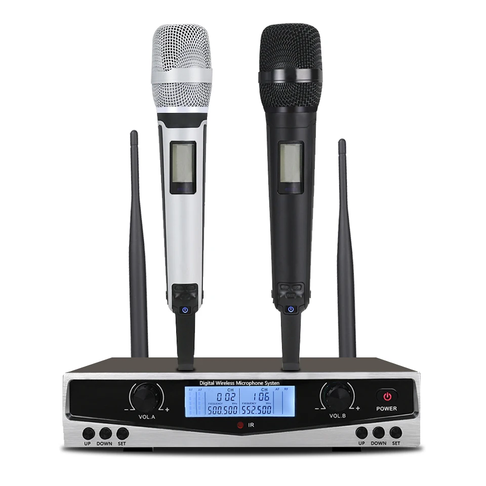 SOMLIMI 500-599MHz UHF SKM9100/SKM9000 Stage Performance Home KTV Professional Dual Wireless Microphone Dynamic Material Metal