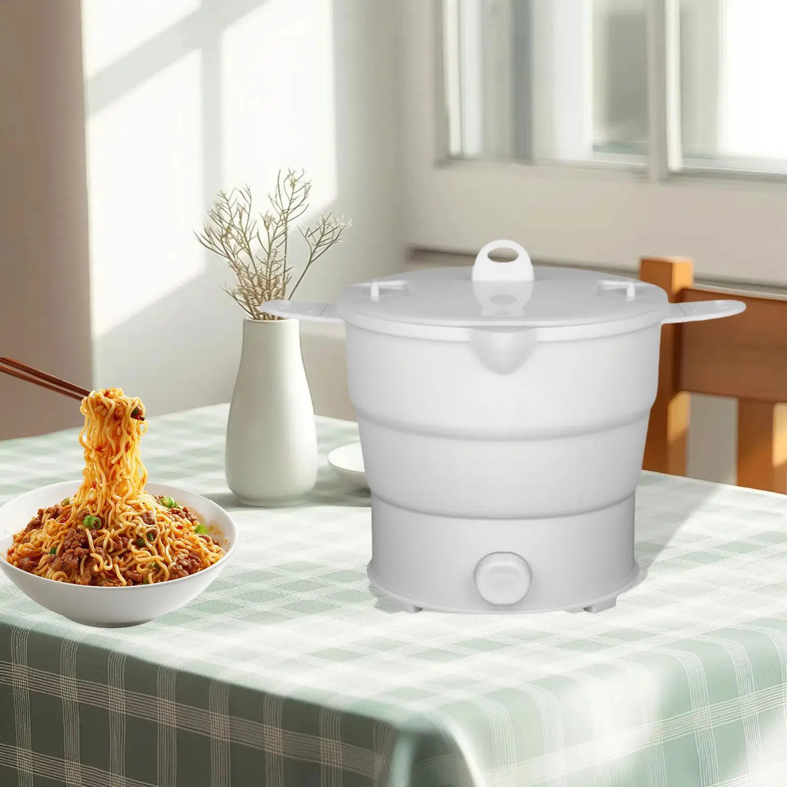 Water Boiling Pot Travel Hot Pot 1.2L Silicone Cookerware Boiling Water Steamer