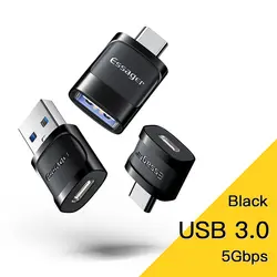Universal OTG Type C to USB Adapter and Connector (Black three pack)
